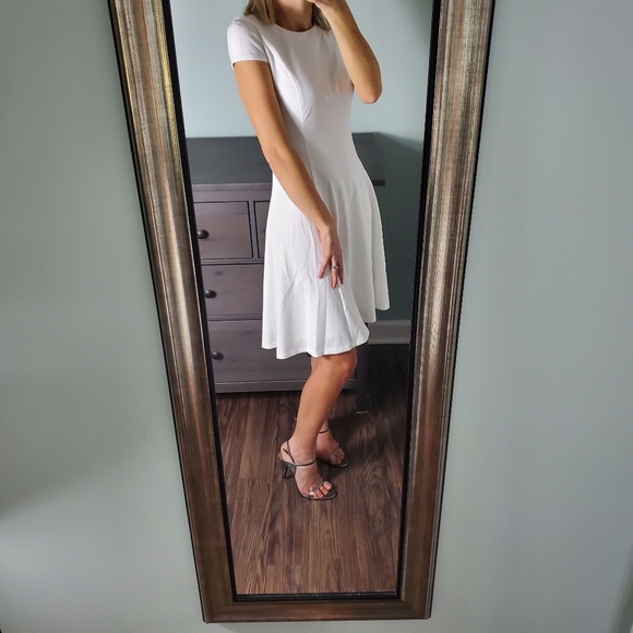 white flare midi dress